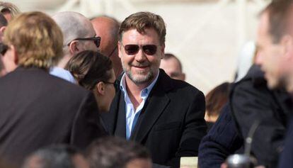 Russell Crowe, durante la audiencia general en el Vaticano.