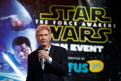 Harrison Ford en un evento con seguidores de 'Star Wars'.