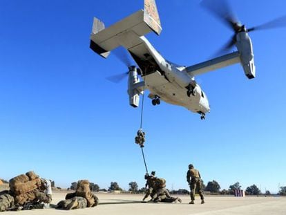 Marines americanos durante unos ejercicios en la base de Mor&oacute;n.