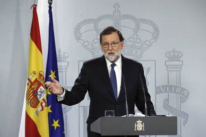 El presidente del gobierno Mariano Rajoy comparece para explicar la aplicación del Artículo 155 de la Constitución.