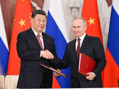 Xi Jinping y Vladimir Putin, durante la visita del primero a Moscú.