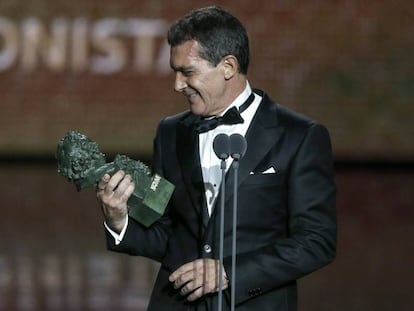 Antonio Banderas tras recoger el Goya al mejor actor.