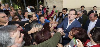 Mariano Rajoy, en una reciente visita a Lorca (Murcia).