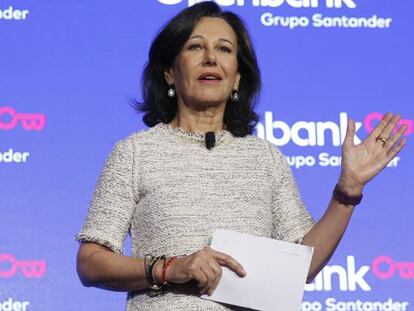 La presidenta del grupo Santander, en la presentación de los planes estratégicos de su filial 'online', Openbank.