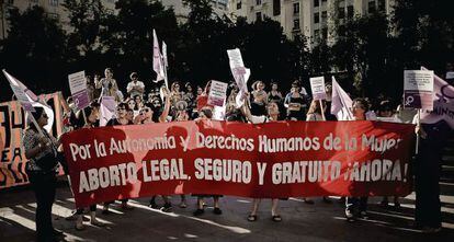 Manifestaci&oacute;n a favor del aborto en Santiago de Chile 