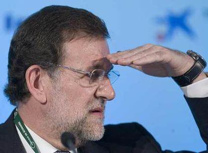 Rajoy, durante su intervención en un acto del Círculo de Economía en Barcelona.