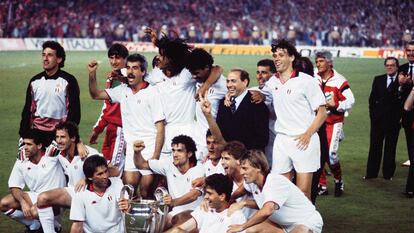 El Milan campeón de la Copa de Europa de 1989.