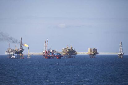 Una plataforma petrolera en el golfo de M&eacute;xico. 