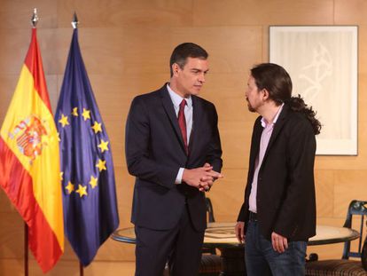 El presidente del Gobierno en funciones, Pedro Sánchez, y el secretario general de Podemos, Pablo Iglesias, reunidos el pasado 9 de julio.