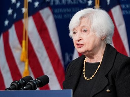 La secretaria del Tesoro, Janet Yellen, en un acto del mes pasado en Washington.