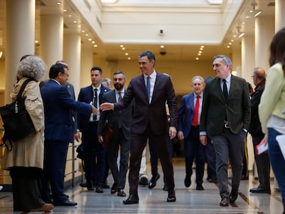 Pedro Sánchez, este martes, en la sesión de control al Gobierno en el Senado.