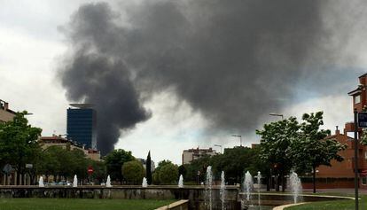 Columna de humo vista desde Alcala de Henares.