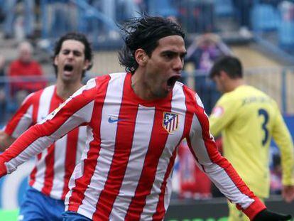 Falcao celebra un gol frente al Villarreal.