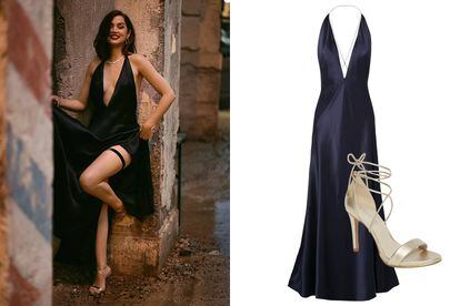 Detalle del vestido de Michae Lo Sordo y las sandalias de Kenneth Cole.