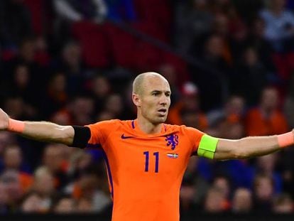Robben durante un partido con Holanda. 
