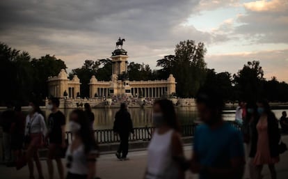 El parque del Retiro, el pasado lunes, el primer día que abrió sus puertas tras alcanzar Madrid la fase 1 de la desescalada.