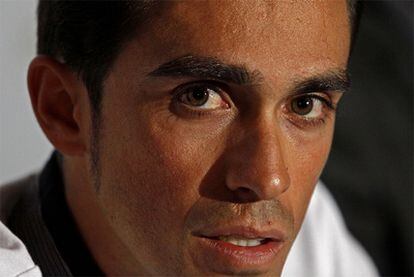 Alberto Contador, durante una comparecencia reciente ante los medios.