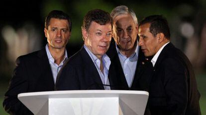 Los presidentes de M&eacute;xico, Colombia, Chile y Per&uacute;, en Cali.