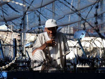Un hombre descansa entre concertinas en la valla de la frontera entre España y Marruecos en Melilla. En vídeo: Los retos pendientes de la inmigración en Melilla