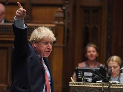 El primer minsitro británico, Boris Johnson, durante una intervención en el Parlamento. 