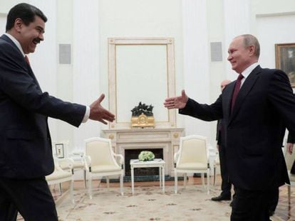 Putin recibe en el Kremlin a Maduro, este miércoles.