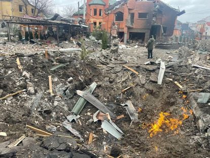 Edificios dañados tras un ataque aéreo en Bila Tserkva, el sábado.