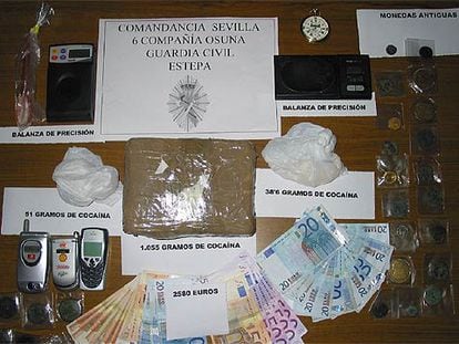Cocaína decomisada por la Guardia Civil.