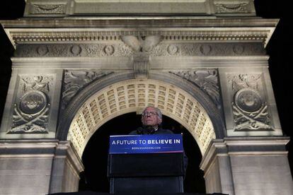 Bernie Sanders en el Washington Square Park este mi&eacute;rcoles.