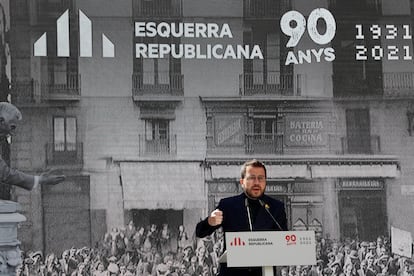 El candidato a la presidencia de la Generalitat por ERC, Pere Aragonès, el sábado en Barcelona.