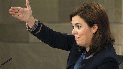 Santamaría, tras el Consejo de Ministros.