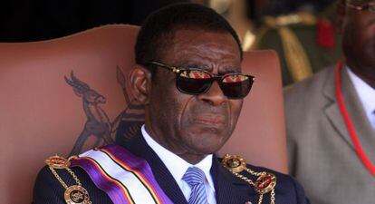 Teodoro Obiang, en un acto celebrado en Uganda en enero.