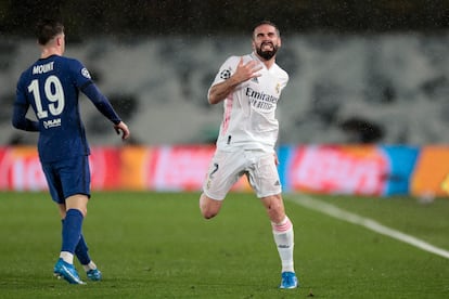 Carvajal, durante el Real Madrid-Chelsea de semifinales de Champions.