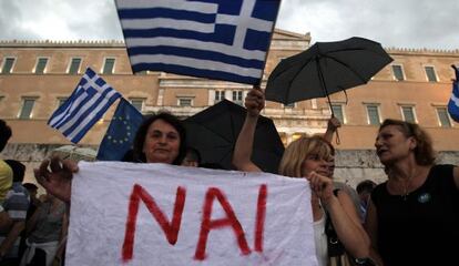 Manifestantes que apoyan el "Si" en el referéndum