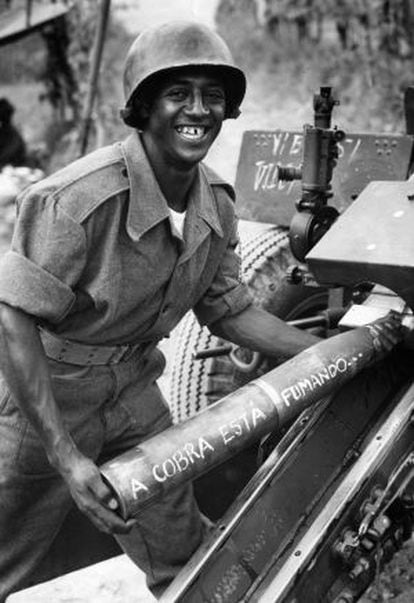 Soldado brasileño en el frente italiano de la Segunda Guerra Mundial.