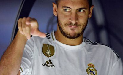 Hazard, durante el partido ante Osasuna.