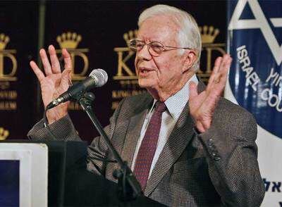 El ex presidente de Estados Unidos Jimmy Carter, durante un discurso pronunciado ayer en Jerusalén.