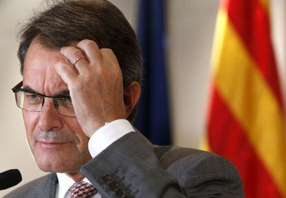 El presidente de la Generalitat, Artur Mas, durante la rueda de prensa que ofreció ayer tras la entrevista con Mariano Rajoy.
