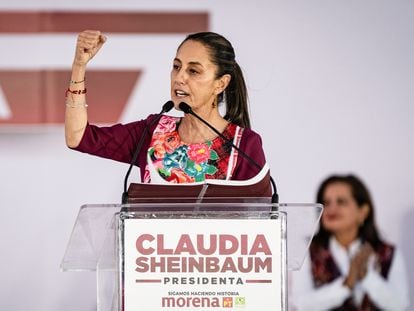 Claudia Sheinbaum durante el inicio de su campaña electoral en el zócalo capitalino. El 1 de marzo de. 2024.