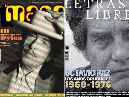 Portadas de las revistas culturales <i>La Mano</i> (Argentina), <i>Letras Libres</i> (México-España).