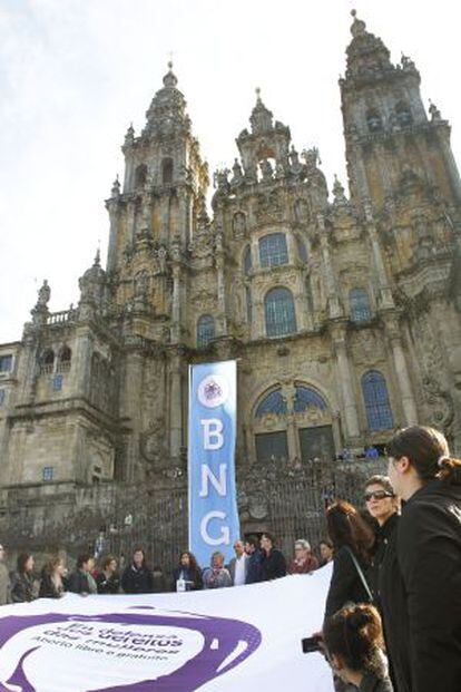 Acto del BNG en ayer en el Obradoiro.