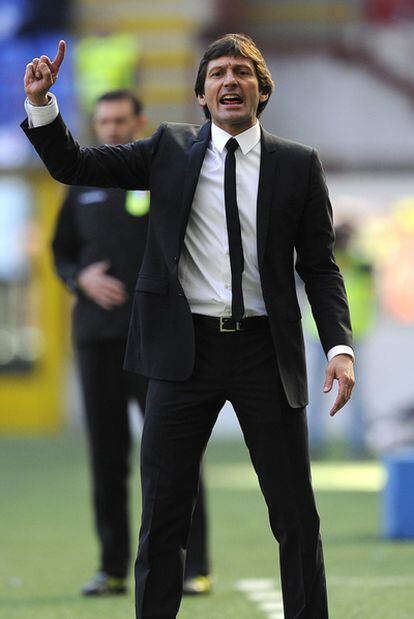 El entrenador brasileño del Inter de Milán, Leonardo, durante el partido liguero frente al Lecce.