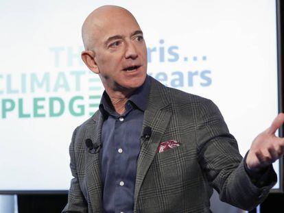 Jeff Bezos, fundador y CEO de Amazon, durante su conferencia en  Washington.