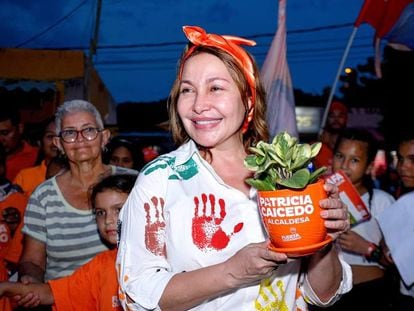 Patricia Caicedo durante un acto de campaña en Santa Marta (Departamento de Magdalena).