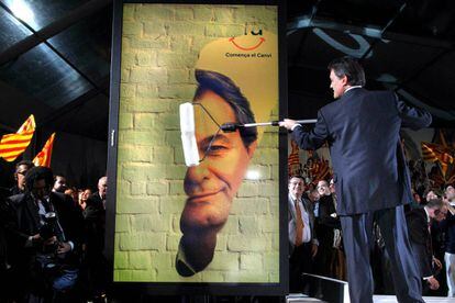 Artur Mas durante el inicio de la campaña de las elecciones autonómicas catalanas del 28 de noviembre del 2010.