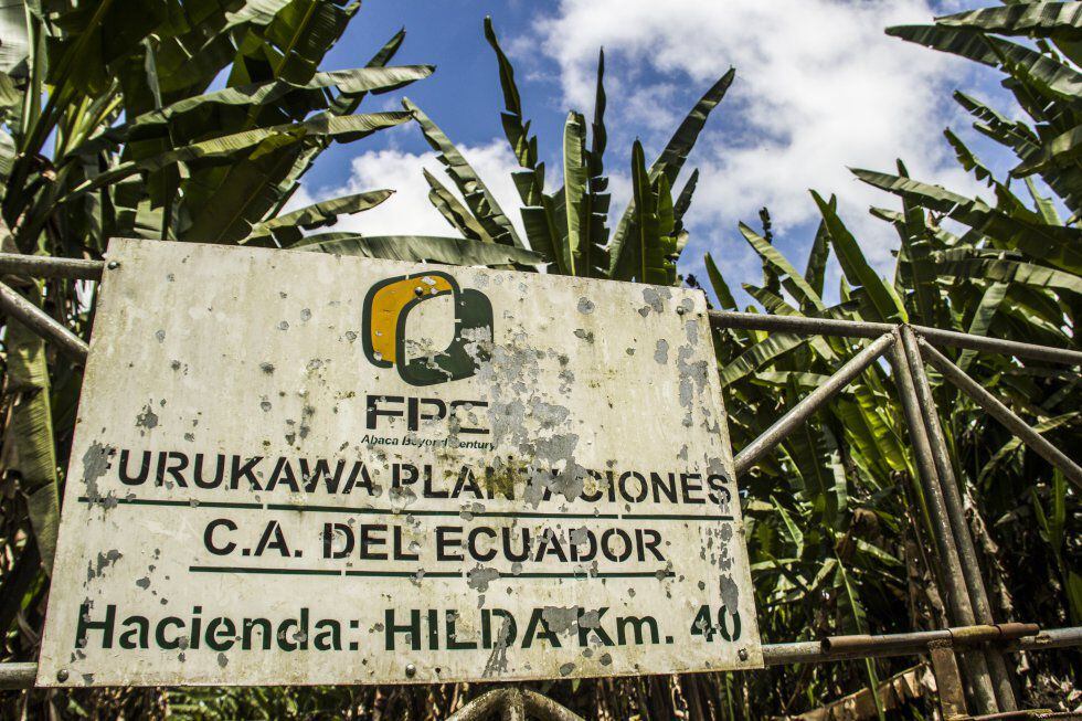 Un letrero de Furukawa Plantaciones C. A. en Ecuador.