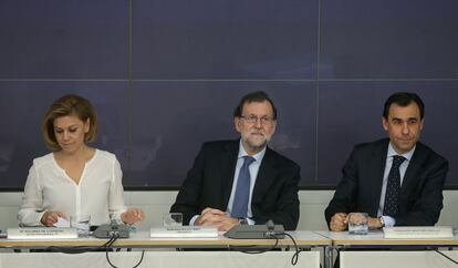 Reunión del Comité Ejecutivo Nacional del PP con Dolores de Cospedal, Mariano Rajoy y Martínez Maillo.