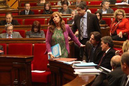 La presidenta del PP catalán, Alicía Sánchez-Camacho, poco antes de la votación de los Presupuestos.
