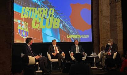 Joan Laporta, en un dels primers actes d''Estimem el Barça' encara en precampanya.