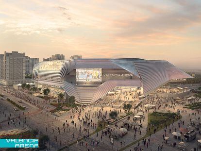 Recreación virtual del futuro Arena proyectado por la sociedad patrimonial de Juan Roig en Valencia.