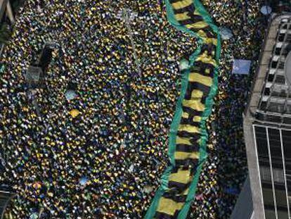 Manifestación contra Dilma Rousseff en São Paulo este agosto.